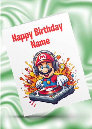 Super Mario Colour Splash Personalised Birthday Card