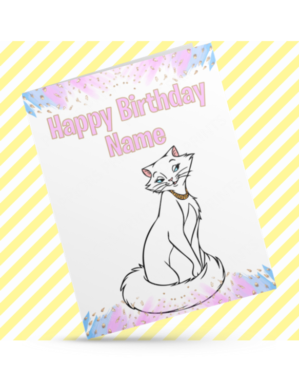 Aristocats Personalised Birthday Cards (Duchess, Marie, Amelia & Abigail)