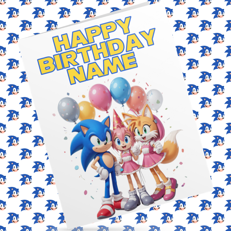 Sonic The Hedgehog Personalised Birthday Cards