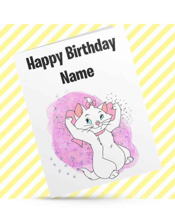 Aristocats Personalised Birthday Cards (Duchess, Marie, Amelia & Abigail)