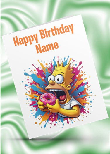 Homer & Lisa Simpson Colour Splash Personalised Birthday Card