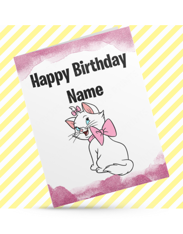 Aristocats Personalised Birthday Cards (Duchess, Marie, Amelia & Abigail)