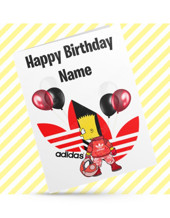 Simpsons & Adidas Personalised Birthday Card