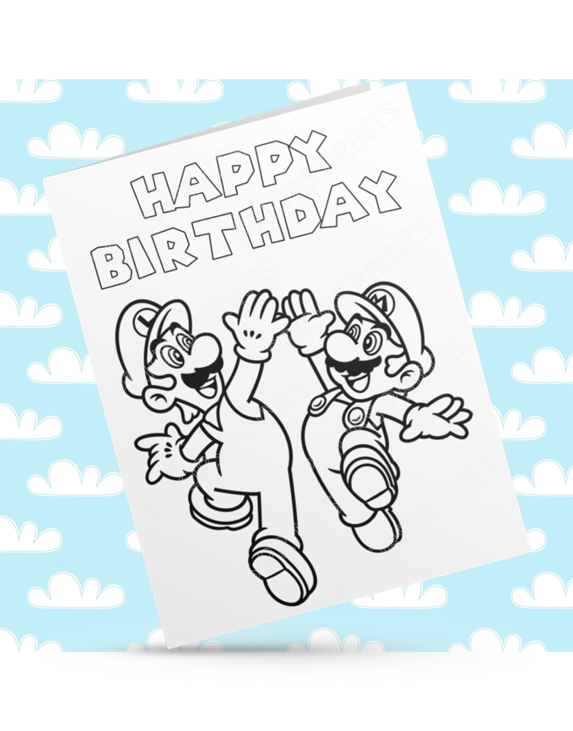 Super Mario Colour Your Own Birthday Card