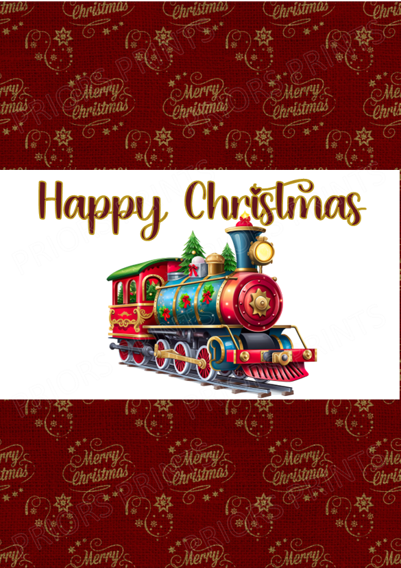 Vintage Christmas Train Chocolate Bar Wrapper