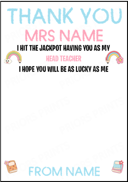 Personalised Thank You Teacher Scratch Card Holder, For Teaching Assistant, Head Teacher, Key Worker, Preschool, End Of Term Gift Present,