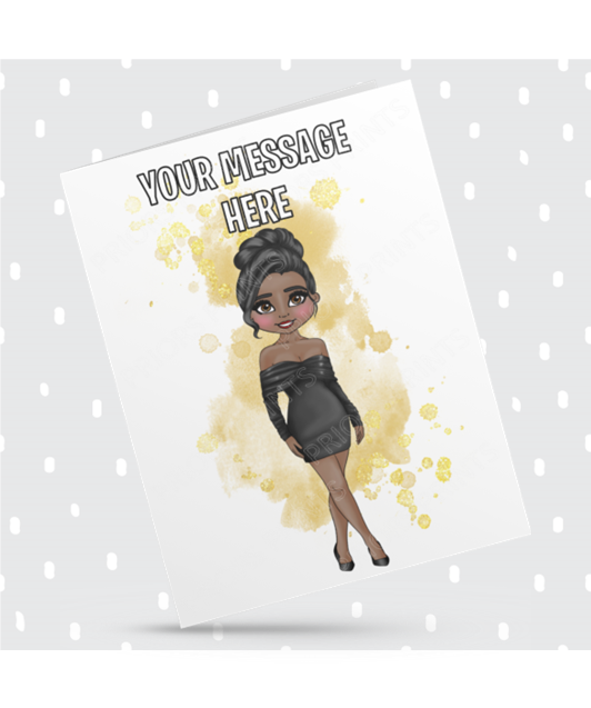 Black Dress & Stiletto Female Personalised Card For Any Occasion