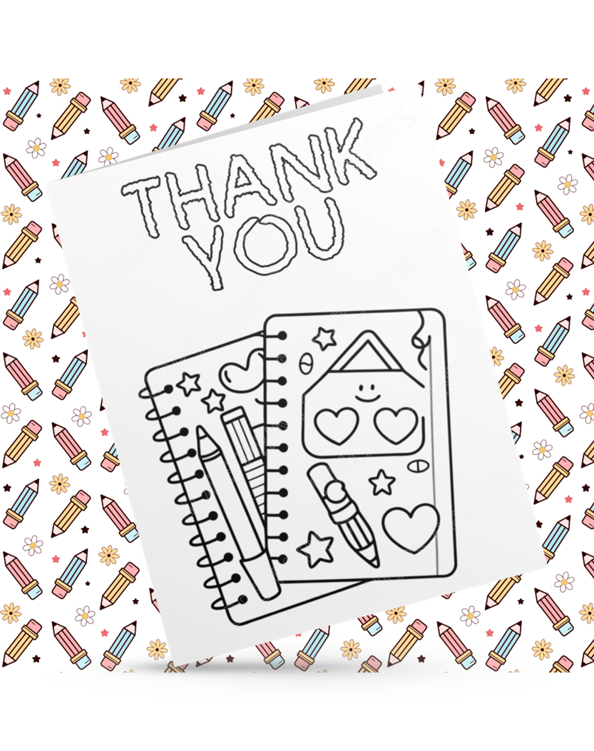 Colour Your Own Thank You Card for Teachers, Teaching Assistants, ect