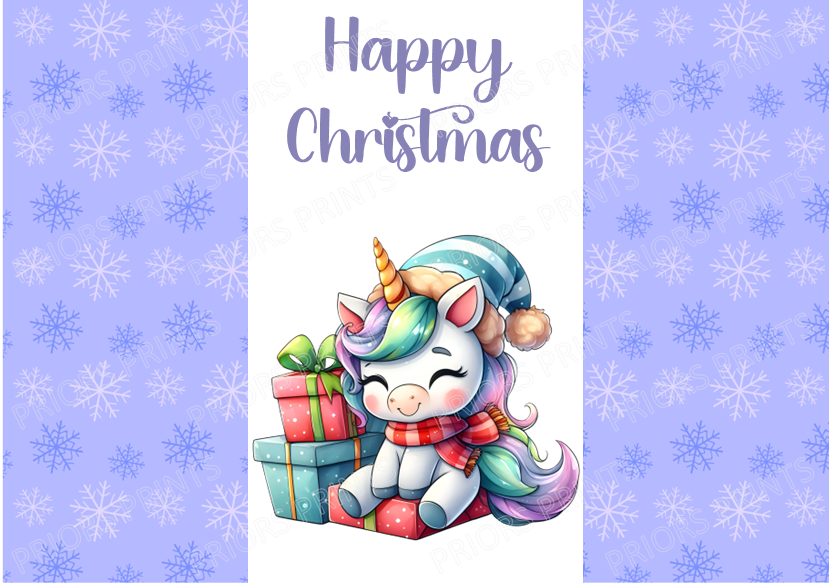 Unicorn Christmas Chocolate Bar Wrapper