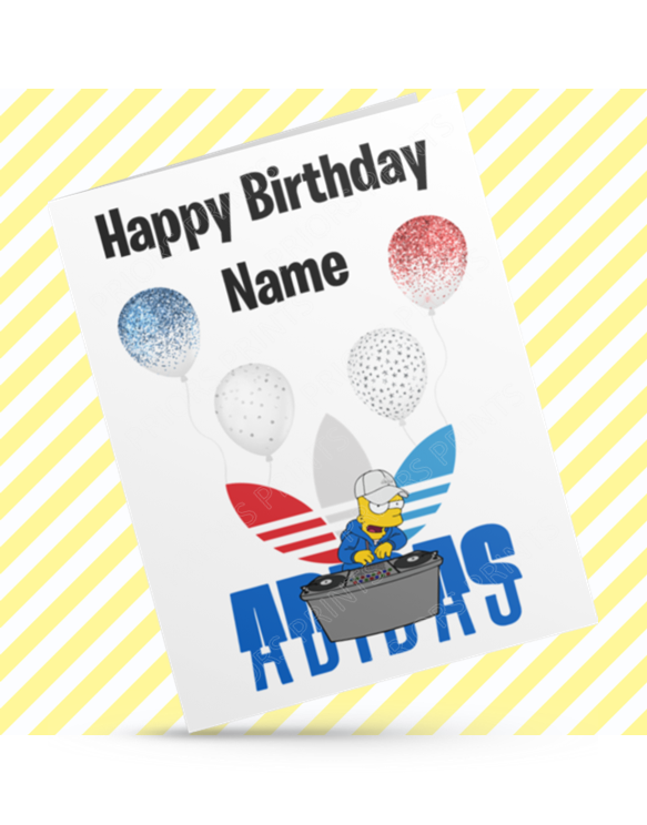 Simpsons & Adidas Personalised Birthday Card