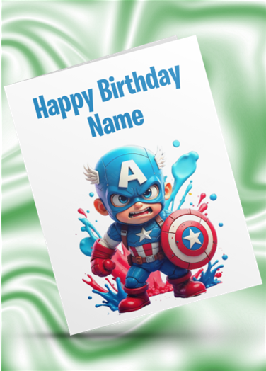 Colour Splash Captain America Personalised Birthday Card