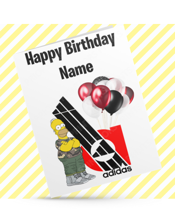 Simpsons & Adidas Personalised Birthday Card