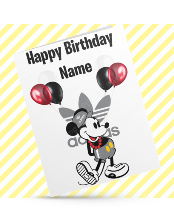 Mickey Mouse & Adidas Personalised Birthday Card