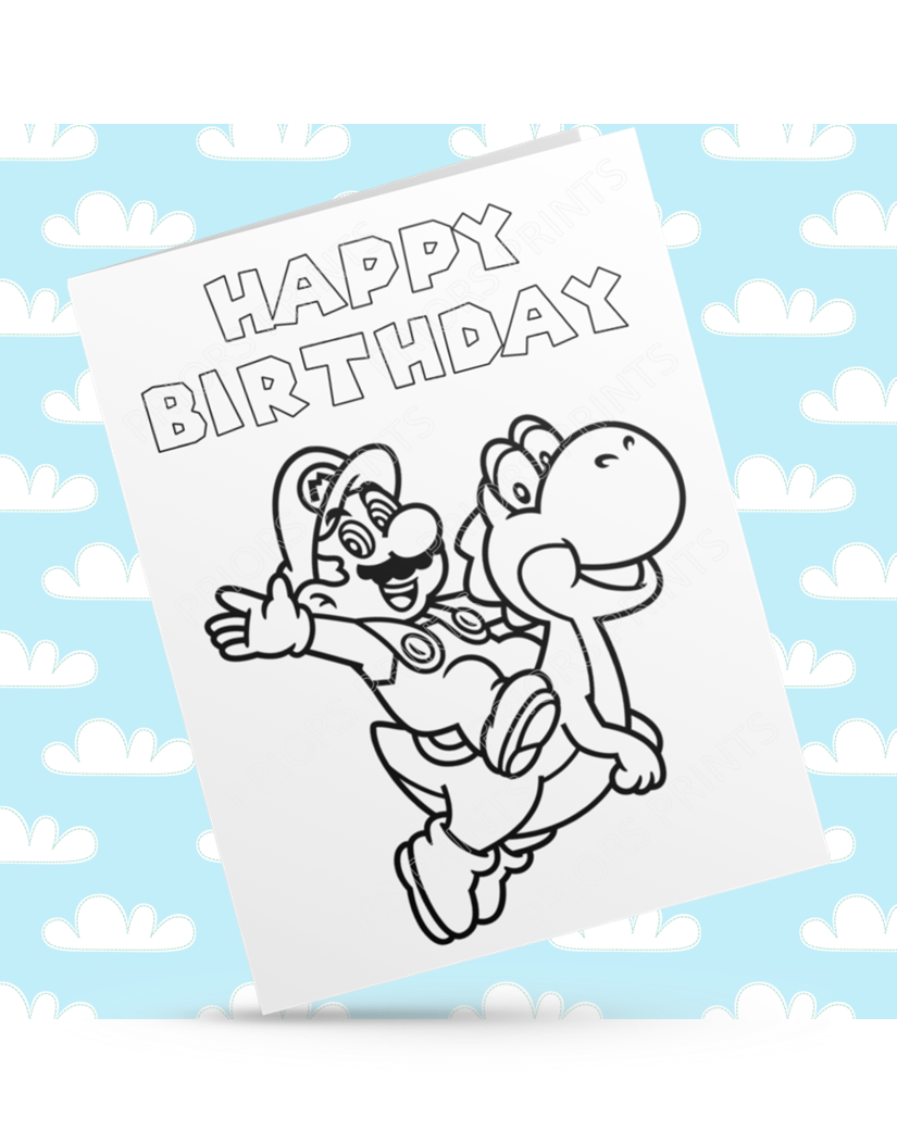 Super Mario Colour Your Own Birthday Card