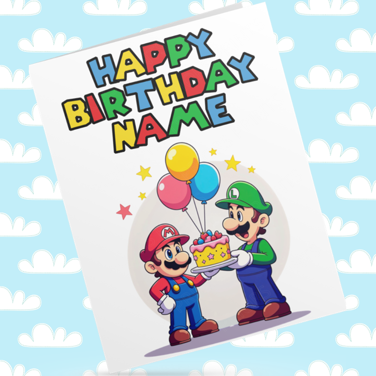 Super Mario & Luigi Personalised Birthday Cards