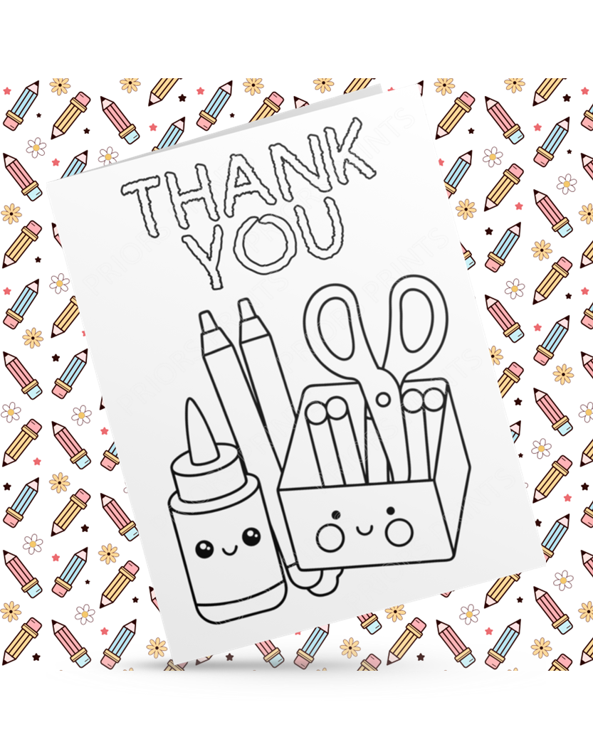 Colour Your Own Thank You Card for Teachers, Teaching Assistants, ect