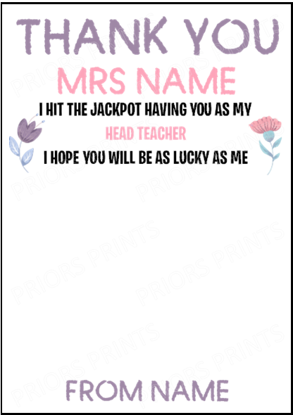 Personalised Thank You Teacher Scratch Card Holder, For Teaching Assistant, Head Teacher, Key Worker, Preschool, End Of Term Gift Present,