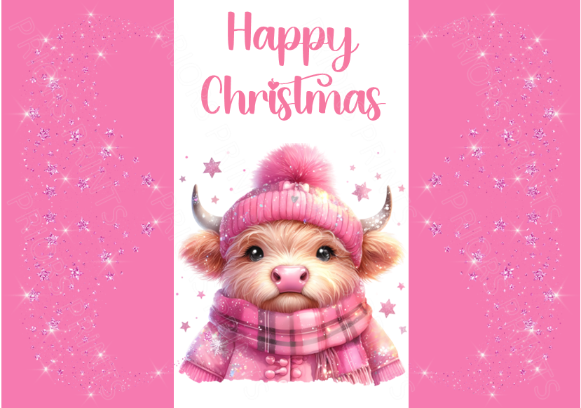 Pink Sparkles Christmas Chocolate Bar Wrapper