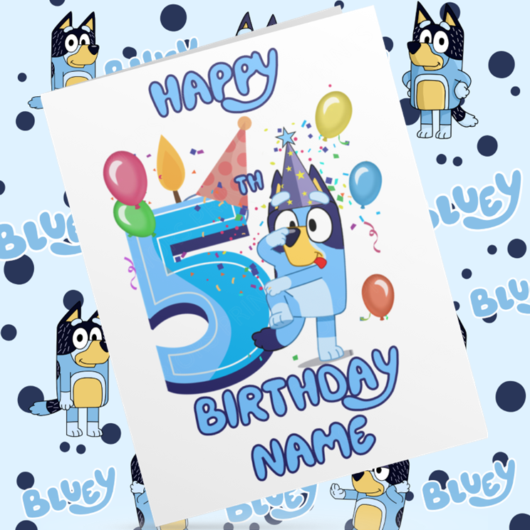 Bluey Personalised Birthday Card with Child's Age