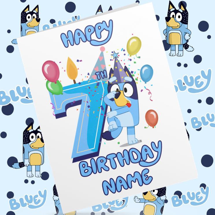 Bluey Personalised Birthday Card with Child's Age