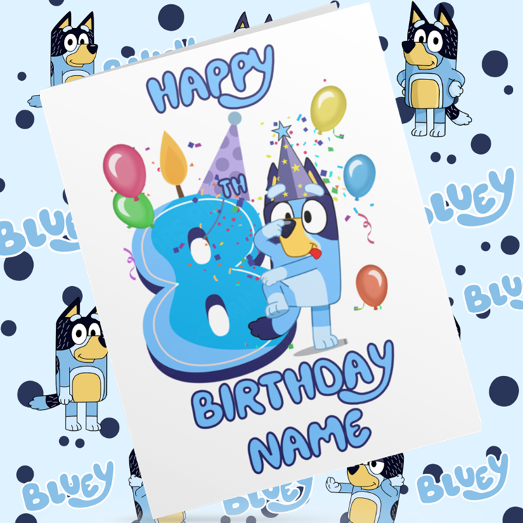 Bluey Personalised Birthday Card with Child's Age