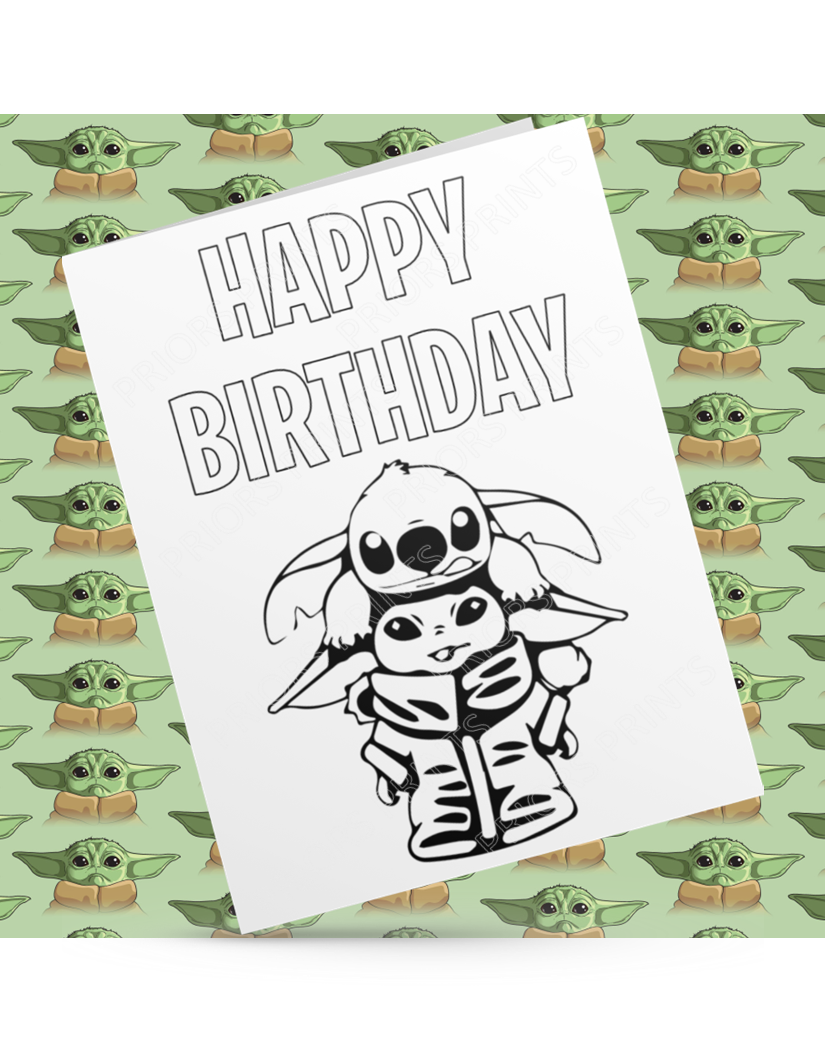 Grogu Colour Your Own Birthday Card