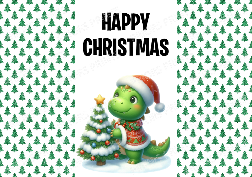 Cute Dinosaur Christmas Chocolate Bar Wrapper
