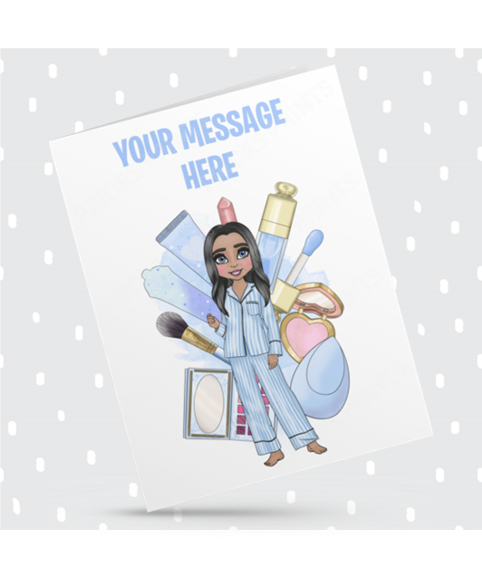 Make Up Female in Blue Personalised Card For Any Occasion
