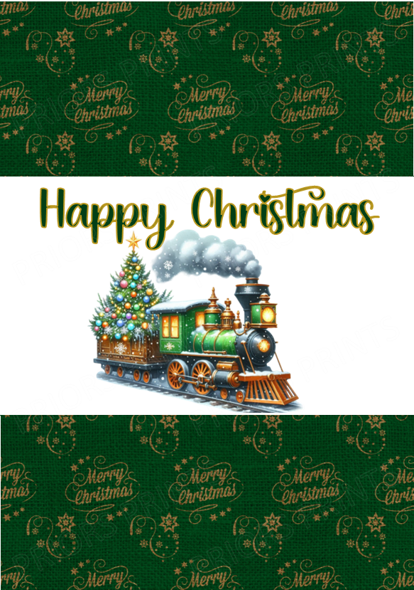 Vintage Christmas Train Chocolate Bar Wrapper