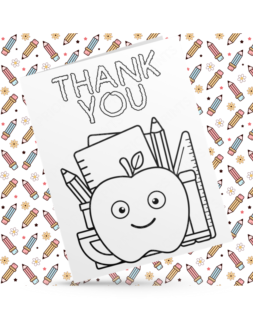 Colour Your Own Thank You Card for Teachers, Teaching Assistants, ect