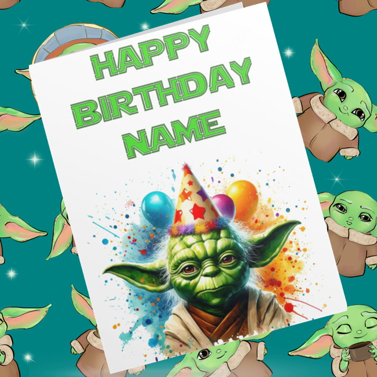 Baby Yoda/ Grogu Personalised Birthday Cards