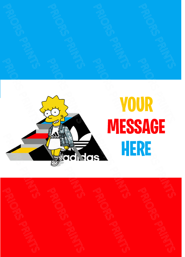Simpsons & Adidas Chocolate Bar Wrappers- add your own message