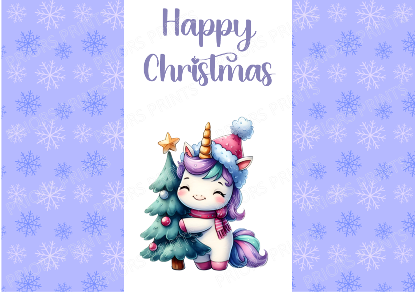 Unicorn Christmas Chocolate Bar Wrapper