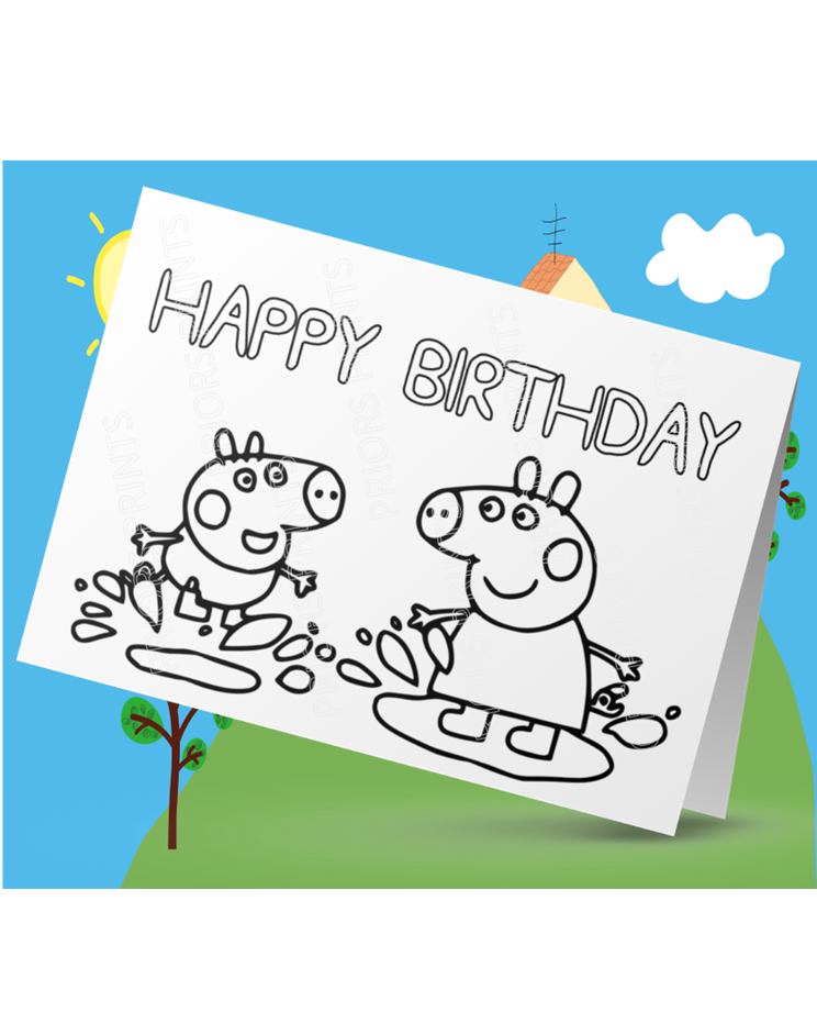 Peppa Pig- Colour Your Own Birthday Card