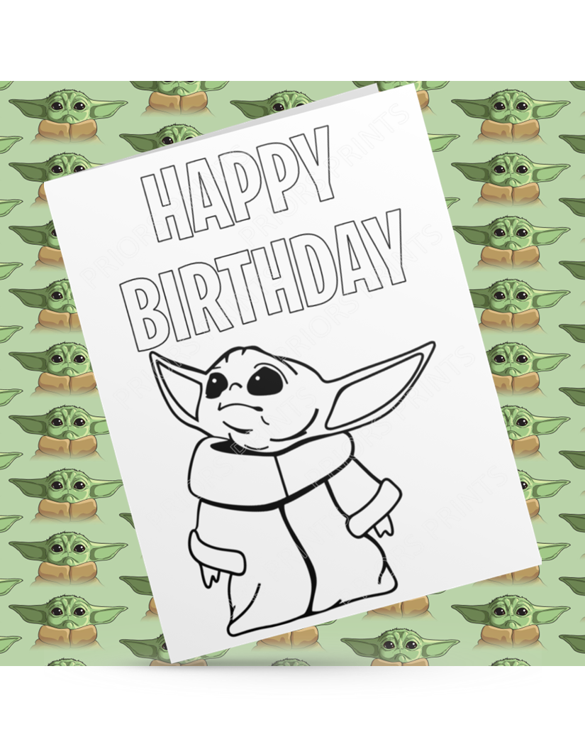 Grogu Colour Your Own Birthday Card