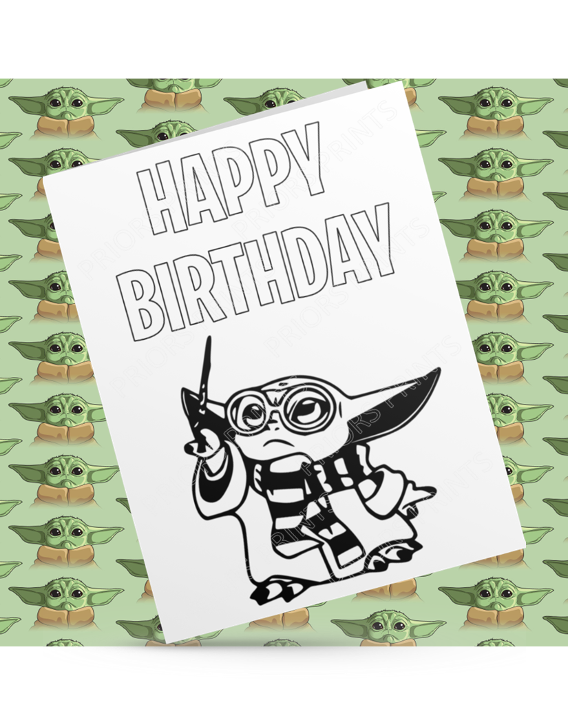 Grogu Colour Your Own Birthday Card