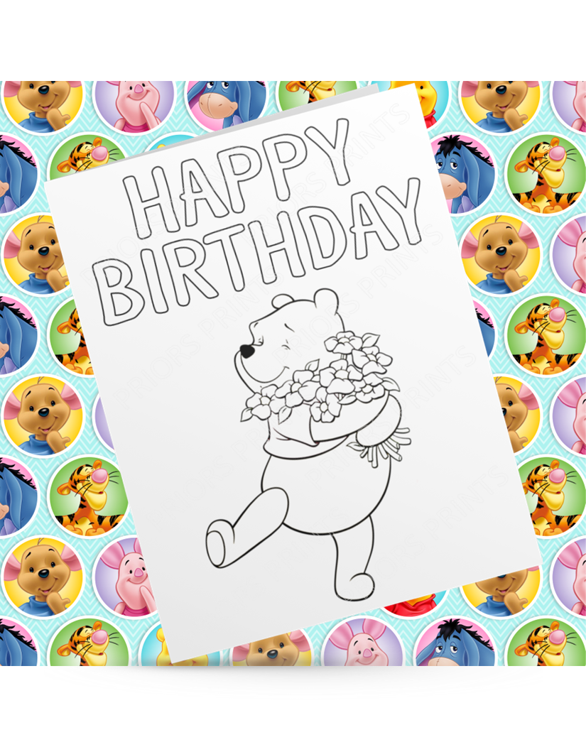 Winnie The Pooh Colour Your Own Birthday Card