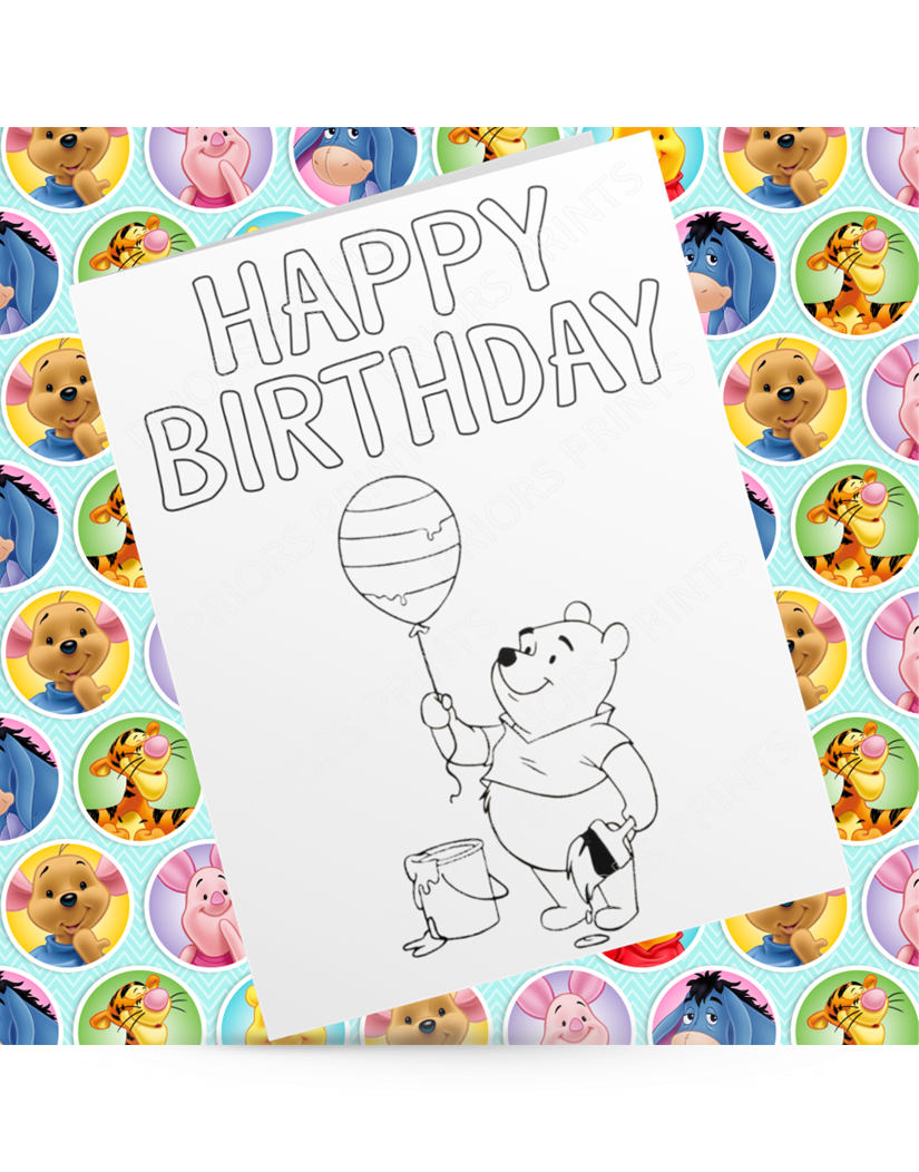 Winnie The Pooh Colour Your Own Birthday Card