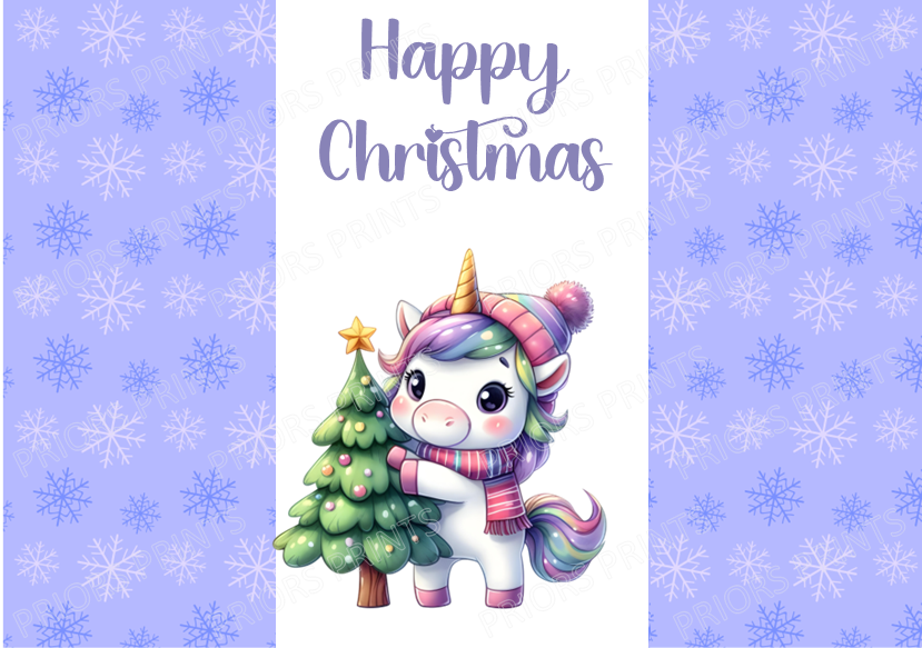 Unicorn Christmas Chocolate Bar Wrapper