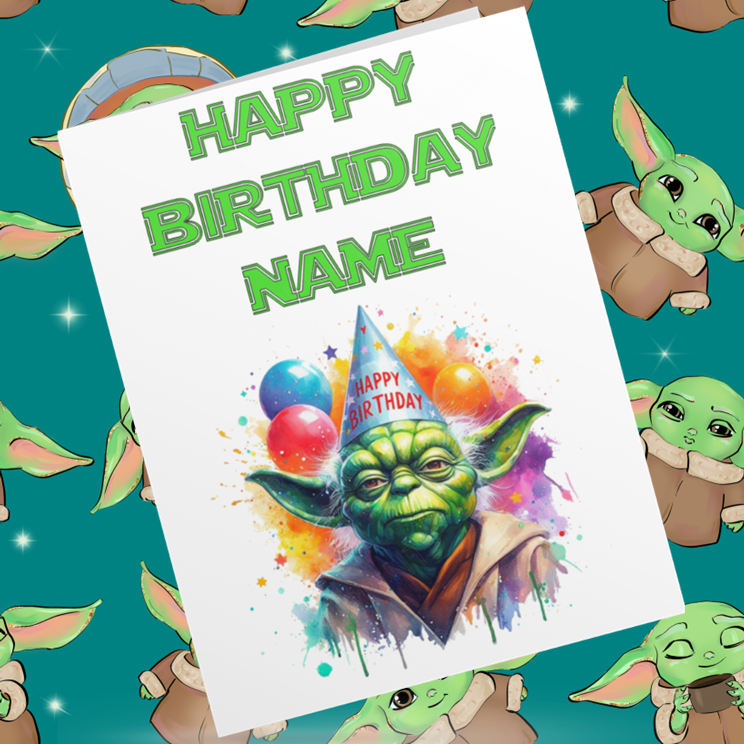 Baby Yoda/ Grogu Personalised Birthday Cards