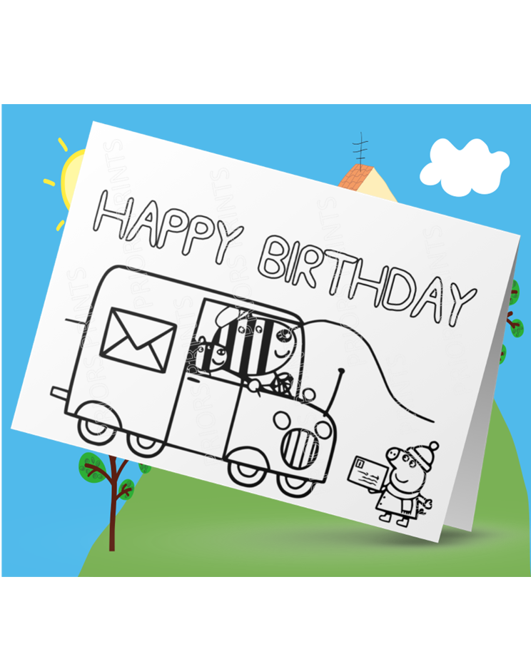 Peppa Pig- Colour Your Own Birthday Card