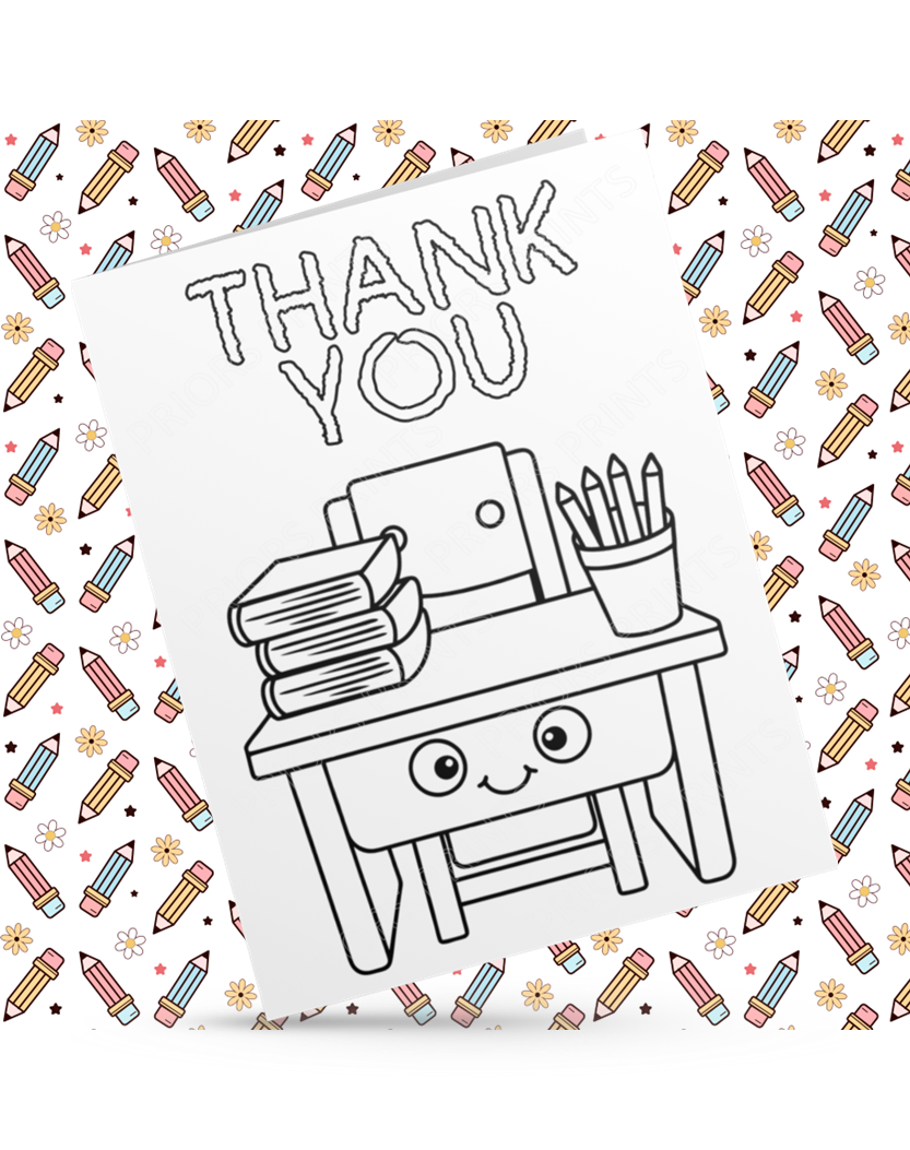 Colour Your Own Thank You Card for Teachers, Teaching Assistants, ect