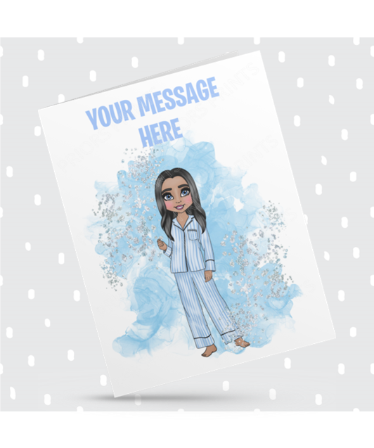 Make Up Female in Blue Personalised Card For Any Occasion