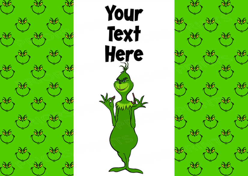 The Grinch Chocolate Bar Wrappers- To add own Text