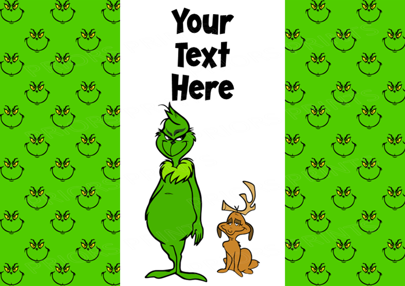 The Grinch Chocolate Bar Wrappers- To add own Text