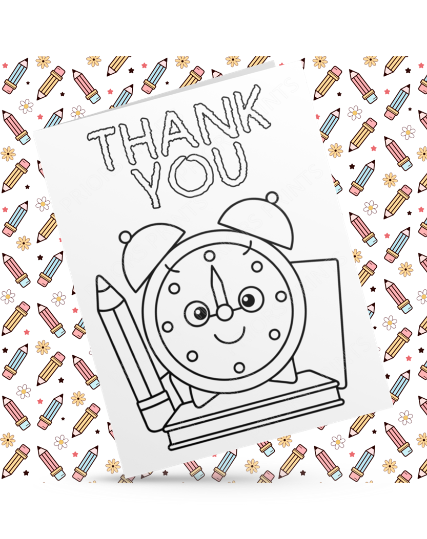 Colour Your Own Thank You Card for Teachers, Teaching Assistants, ect