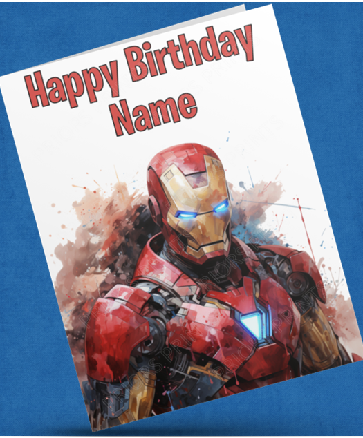 Personalised Watercolour Avengers/Superhero Character Birthday Card (Marvel / DC)