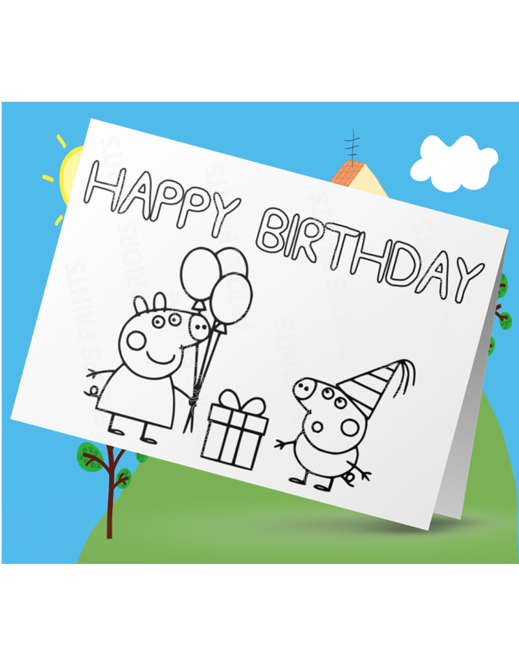 Peppa Pig- Colour Your Own Birthday Card