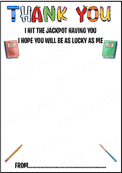 Personalised Thank You Teacher Scratch Card Holder, For Teaching Assistant, Head Teacher, Key Worker, Preschool, End Of Term Gift Present,