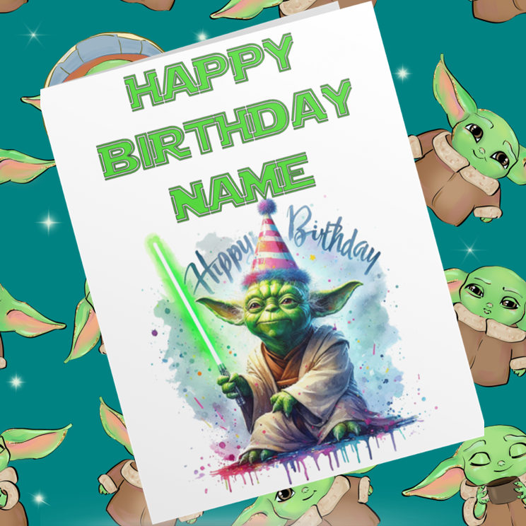 Baby Yoda/ Grogu Personalised Birthday Cards